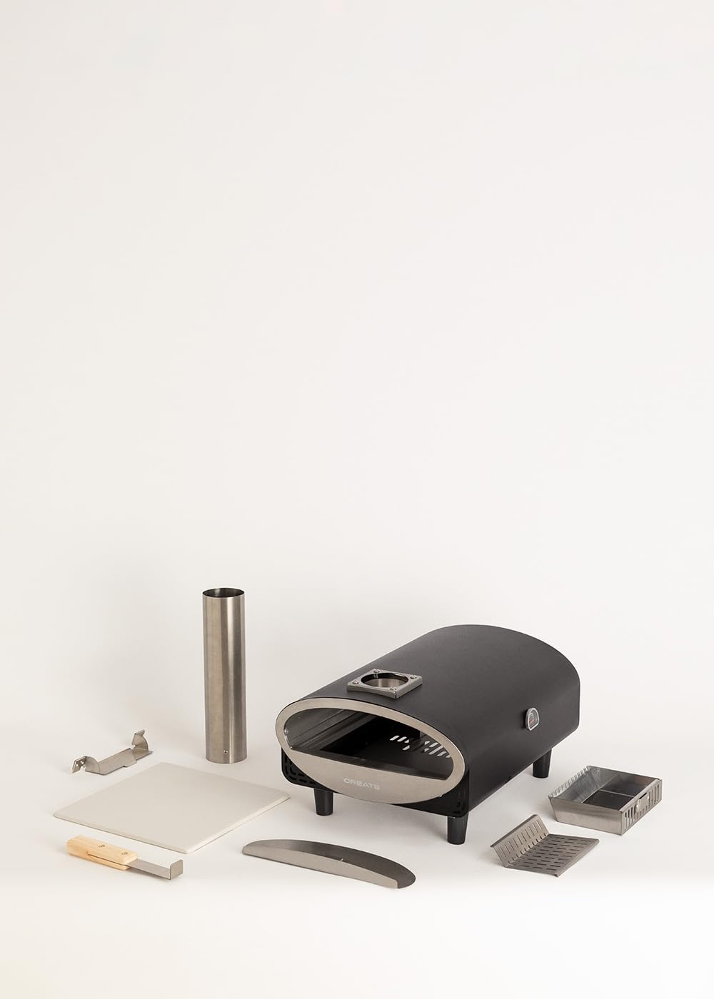 CREATE/PIZZA MAKER ADVANCE/Pellet-Ofen für Steinofenpizzen/Pizzen bis Ø30 cm, schnelles Aufheizen, Temperaturregelung, Temperatur bis 500ºC, Außeneinsatz, 53x36,8x58cm