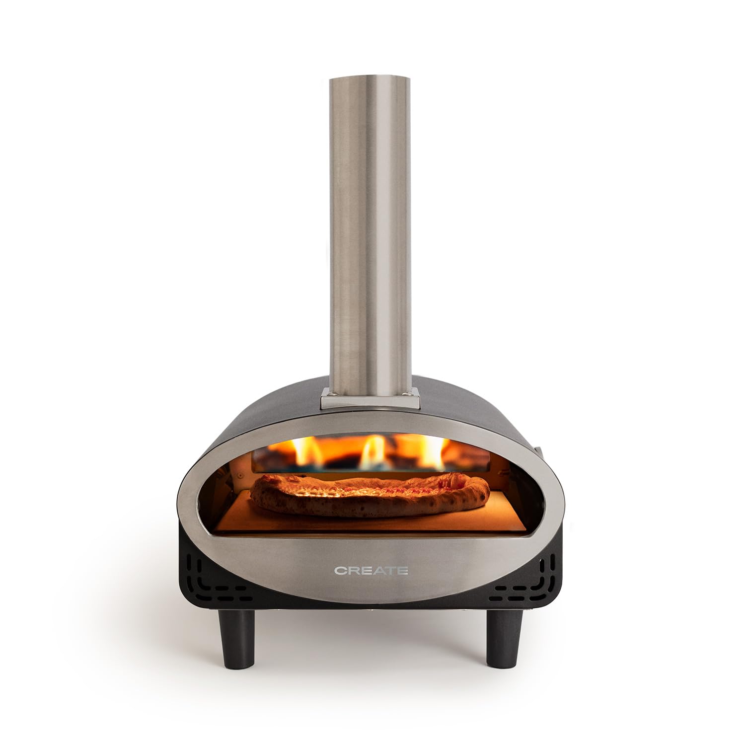 CREATE/PIZZA MAKER ADVANCE/Pellet-Ofen für Steinofenpizzen/Pizzen bis Ø30 cm, schnelles Aufheizen, Temperaturregelung, Temperatur bis 500ºC, Außeneinsatz, 53x36,8x58cm