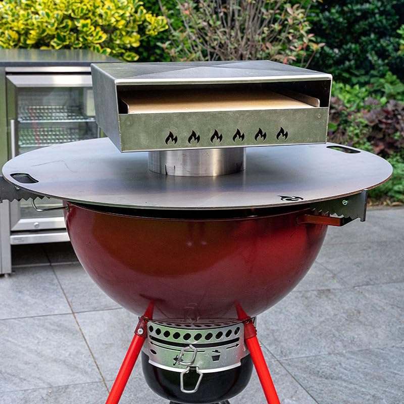 Grillrost.com Das Original Feuerplatte Pizzaaufsatz | Pizzabox aus Edelstahl - perfekte Oberhitze für Deine Pizza wie aus dem Holzofen