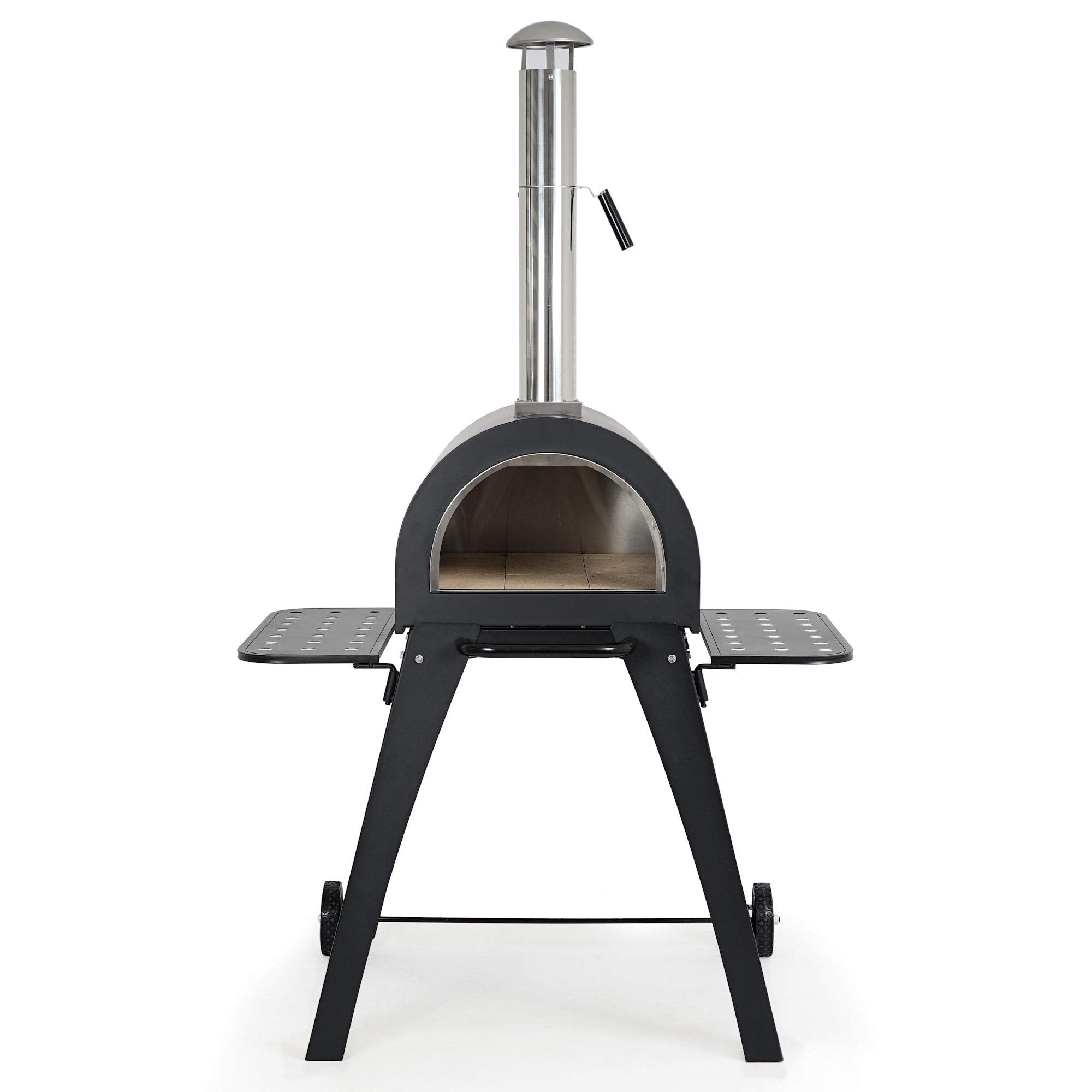 BBQ-Toro Pizzaofen "Havai" mit Schamottesteinen, 2 Seitenablagen und 2 Rädern | Pizza Steinbackofen für Garten, Terrasse | Outdoor Pizza Ofen, Holzbackofen, Pizza Grill