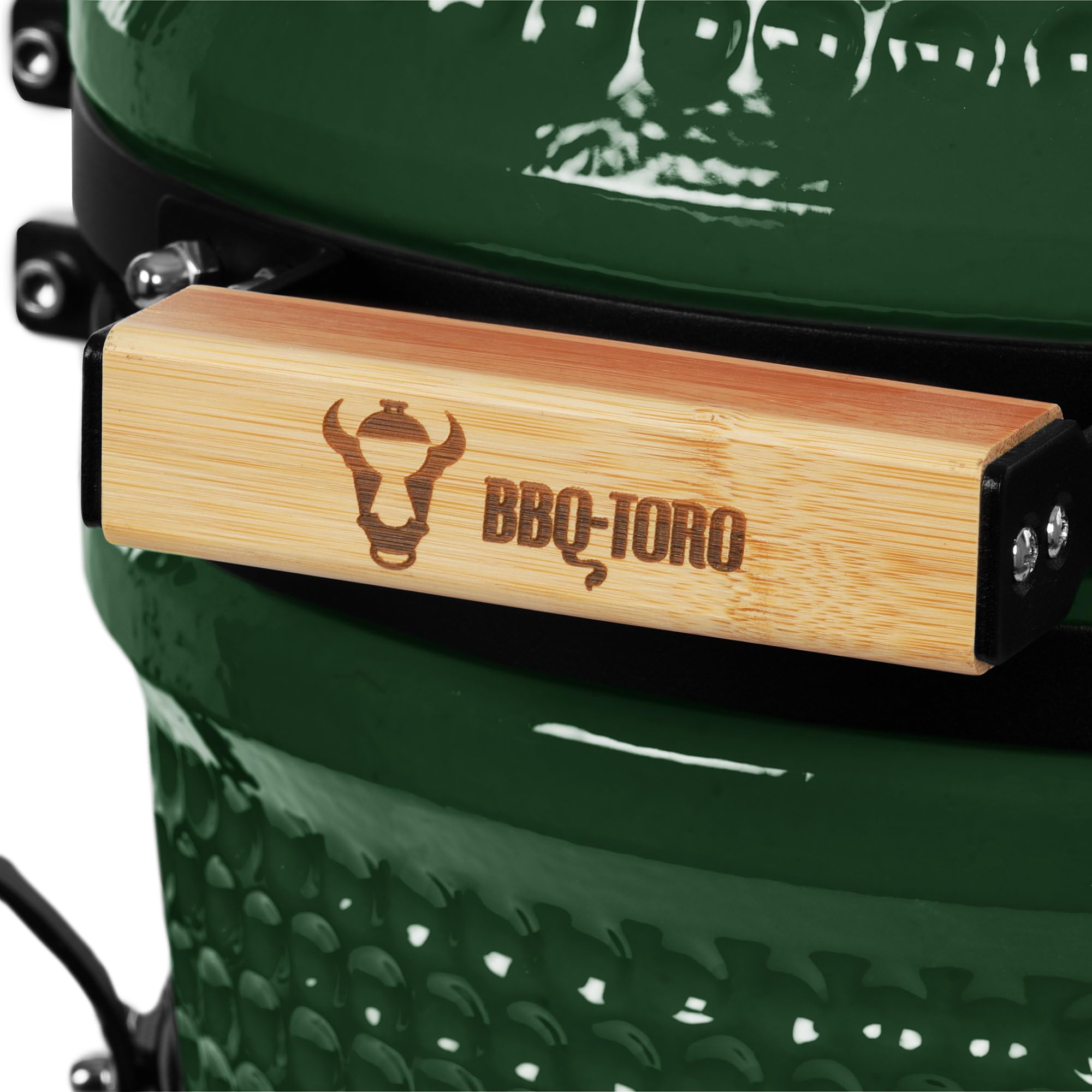 BBQ-Toro Kamado Grill Holzkohlegrill Haiiro Ø 32 cm | Grün | Mini Holzkohlegrill mit Thermometer & Holzgriffen | Keramikgrill rund | Ceramic Grill Ei, Smoker, BBQ Grillofen, Kamado BBQ
