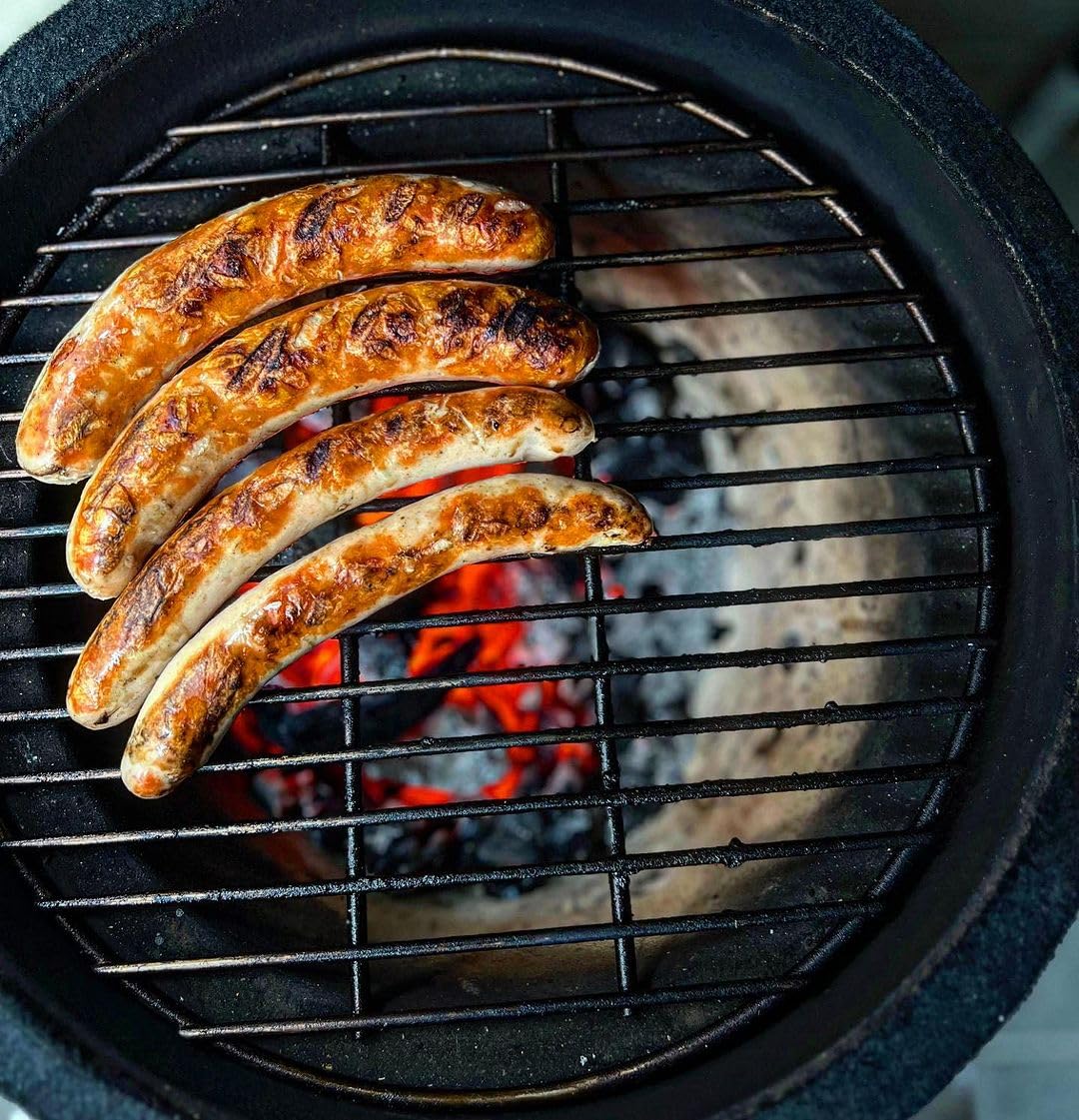 BBQ-Toro Kamado Grill Holzkohlegrill Haiiro Ø 32 cm | Grün | Mini Holzkohlegrill mit Thermometer & Holzgriffen | Keramikgrill rund | Ceramic Grill Ei, Smoker, BBQ Grillofen, Kamado BBQ