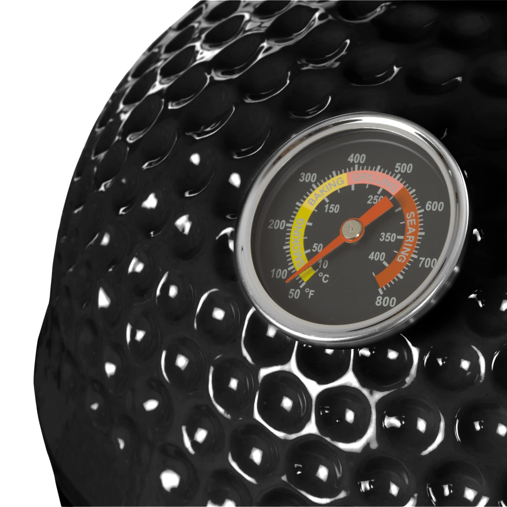 BBQ-Toro Kamado Grill Holzkohlegrill Haiiro Ø 32 cm | Schwarz | Mini Holzkohlegrill mit Thermometer & Holzgriffen | Keramikgrill rund | Ceramic Grill Ei, Smoker, BBQ Grillofen, Kamado BBQ