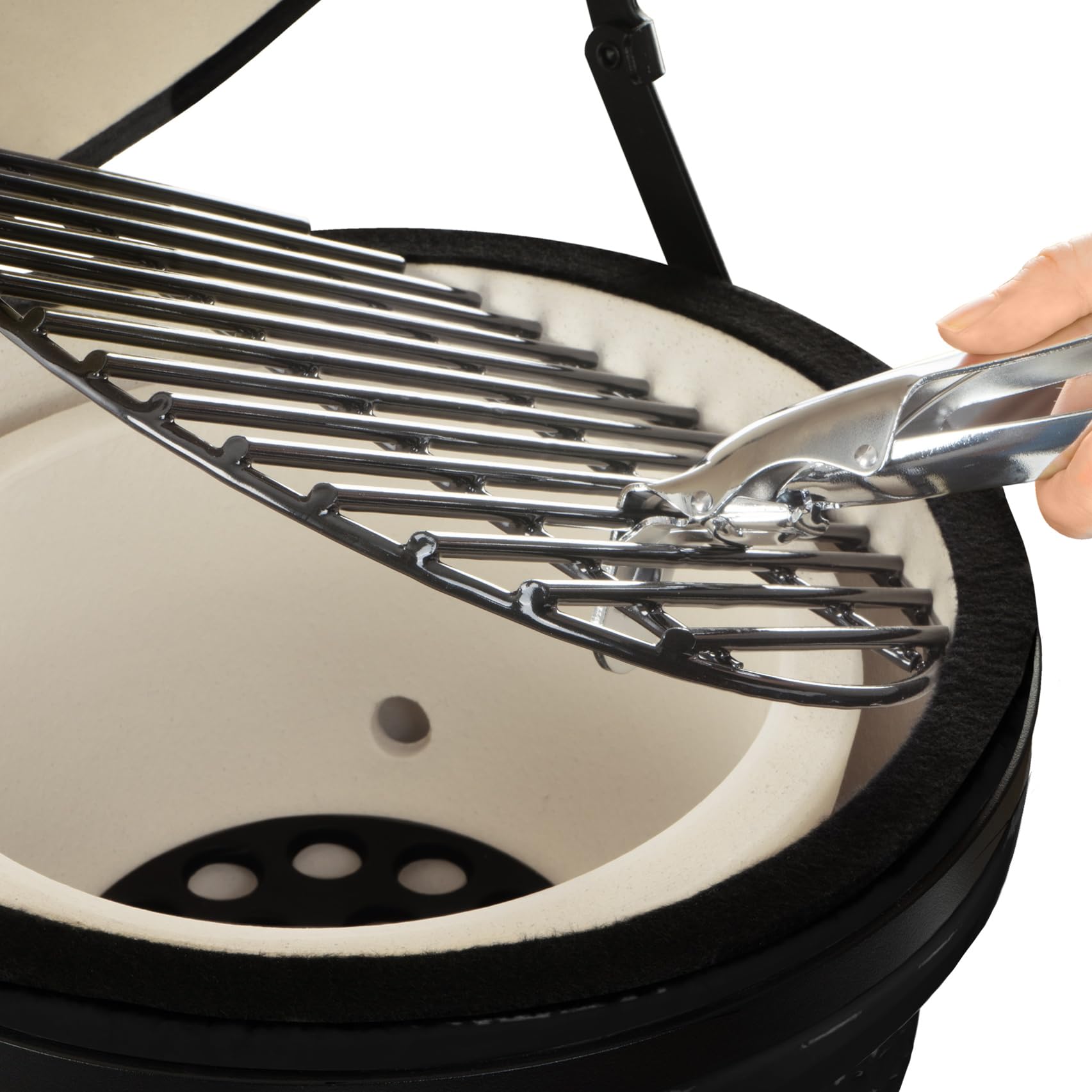 BBQ-Toro Kamado Grill Holzkohlegrill Haiiro Ø 32 cm | Schwarz | Mini Holzkohlegrill mit Thermometer & Holzgriffen | Keramikgrill rund | Ceramic Grill Ei, Smoker, BBQ Grillofen, Kamado BBQ
