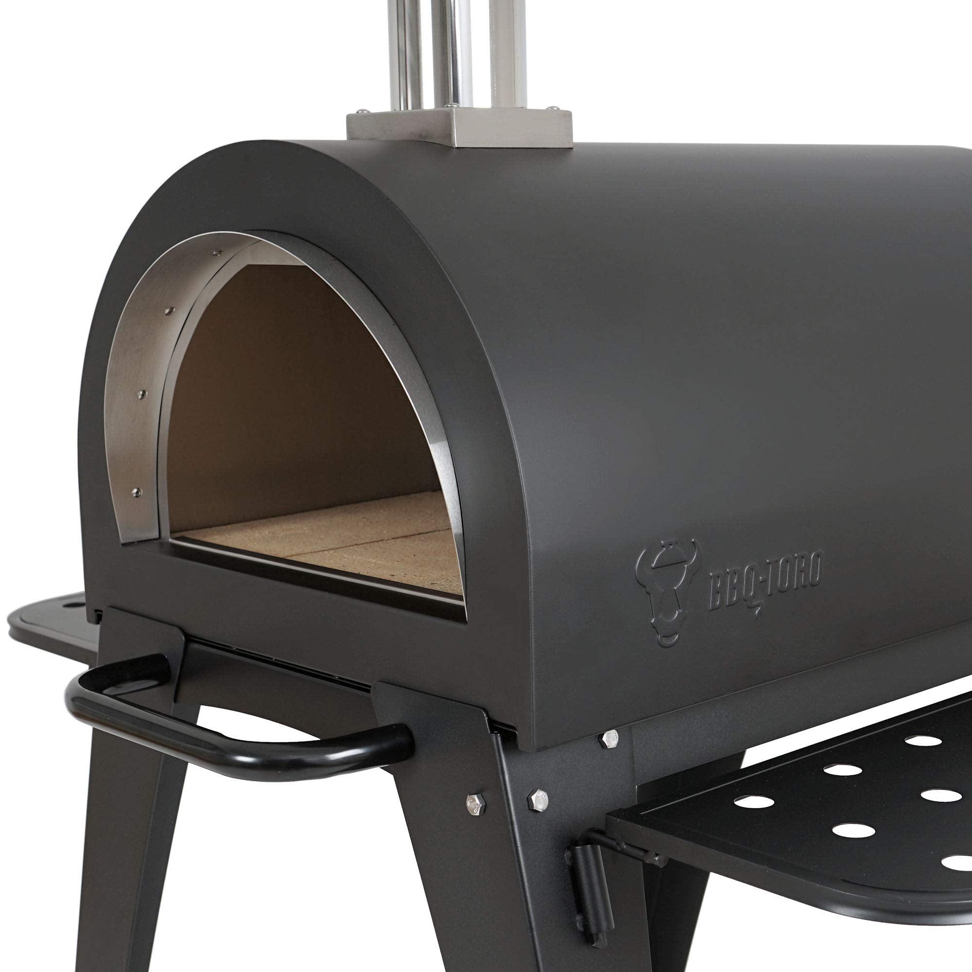BBQ-Toro Pizzaofen "Havai" mit Schamottesteinen, 2 Seitenablagen und 2 Rädern | Pizza Steinbackofen für Garten, Terrasse | Outdoor Pizza Ofen, Holzbackofen, Pizza Grill