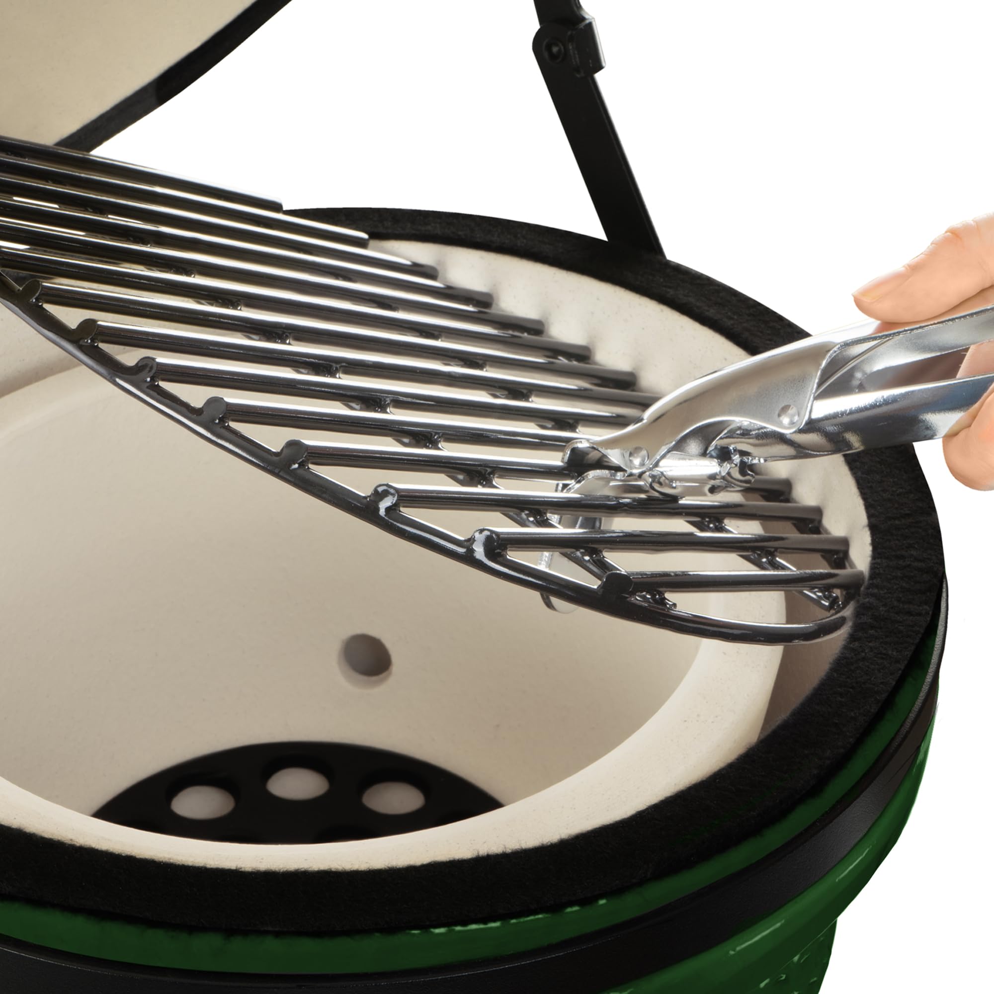 BBQ-Toro Kamado Grill Holzkohlegrill Haiiro Ø 32 cm | Grün | Mini Holzkohlegrill mit Thermometer & Holzgriffen | Keramikgrill rund | Ceramic Grill Ei, Smoker, BBQ Grillofen, Kamado BBQ